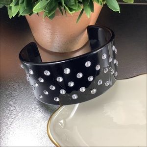 Black rhinestone lucite cuff bracelet